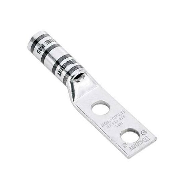 Panduit Two-Hole Compression Lug, 3/0 AWG Max, 1 to 2 in Stud, Long Barrel, Copper, Orange LCC3/0-12W-X - main